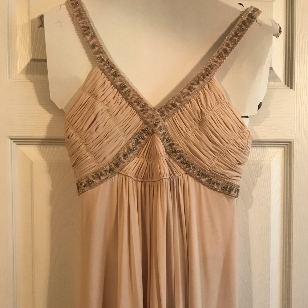 BCBG Maxazria cream colored full length gown